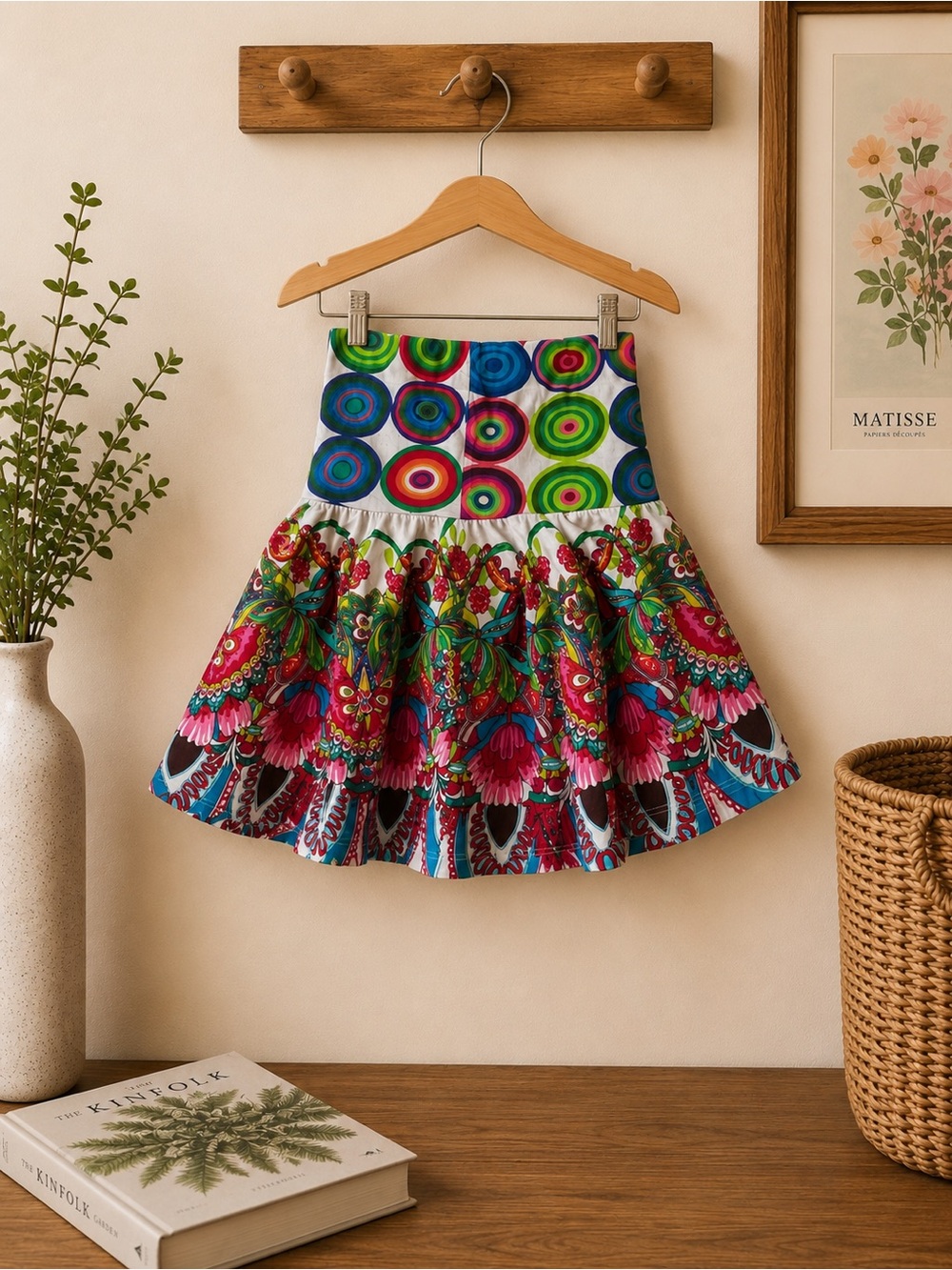 Desigual Multicolored Floral & Circle Print Kids Skirt